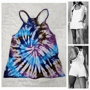 Free People Hot Shot Mini Dress Hand Tie Dye / blue, purple, brown